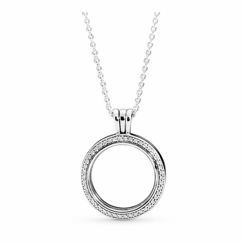 Pandora Floating Lockets Sparkling Necklace - Sterling Silver/Glass/Cubic Zirconia - Canada | FP8064